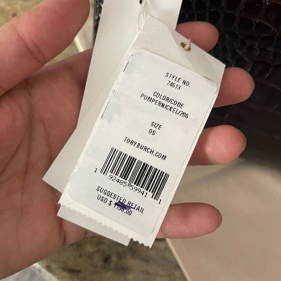 Tory Burch Women's Lee Radziwill Double Bag Handbag Embossed Pumpernickel - Picture 10 of 17